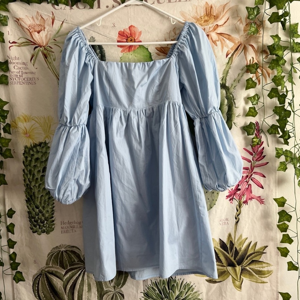 Princess Polly Blue Puff Sleeve Ruffled Blouse